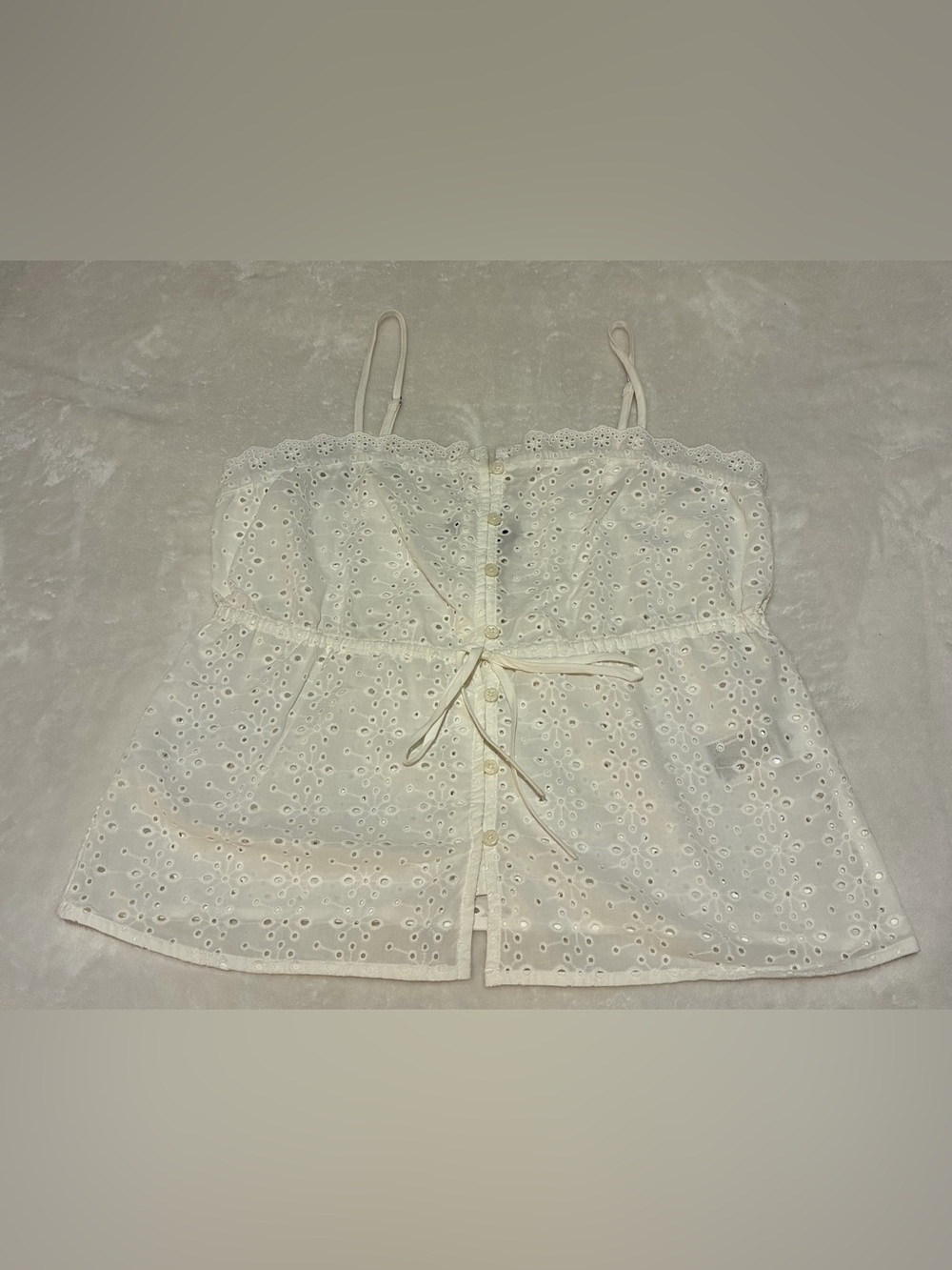 Banana Republic Cream Eyelet Button-Front Cami